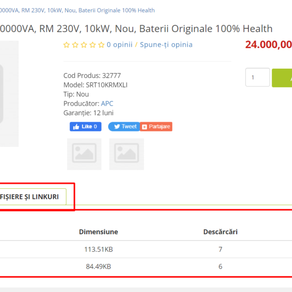 Modul adaugare fise tehnice